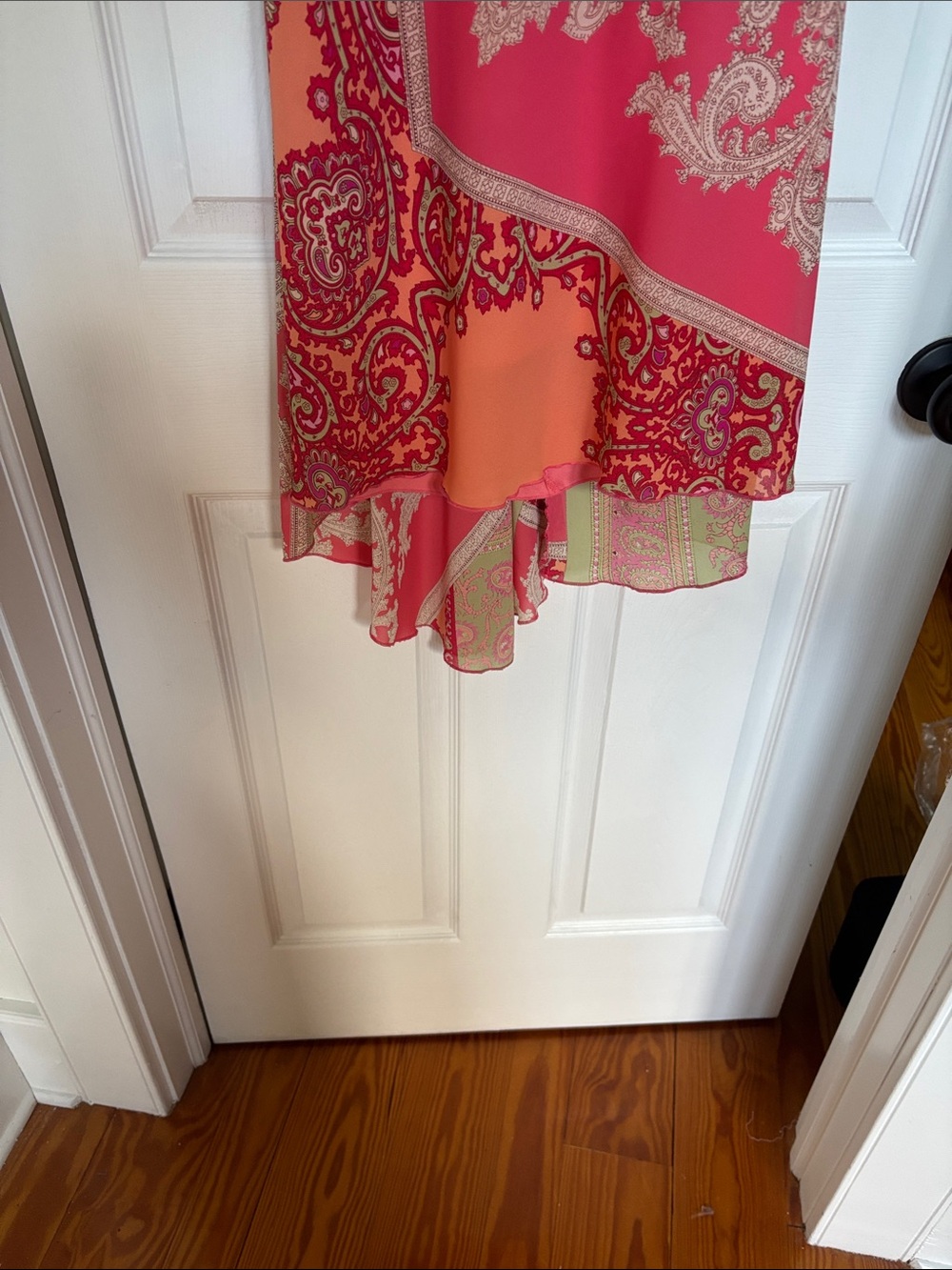 B Darlin Pink & Orange Paisley Halter High-Low Dress - Picture 4 of 7